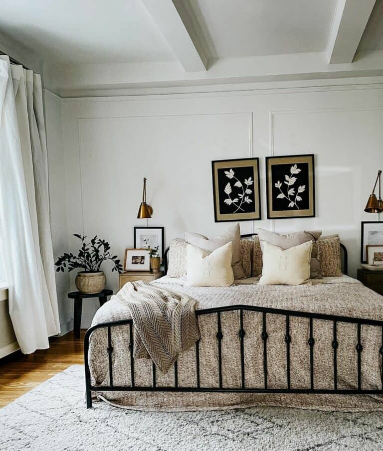 Neutral Botanical Bedroom With Wall Décor