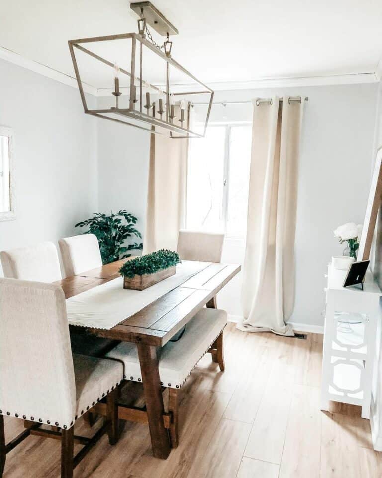 Neutral Dining Room With Wood Flooring
