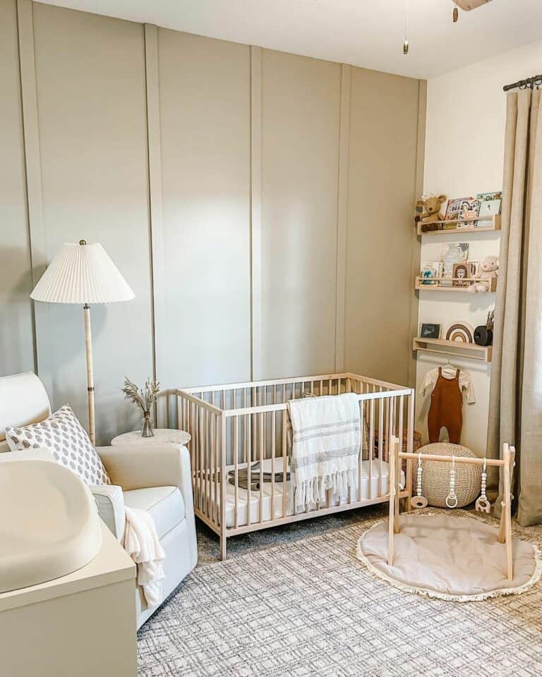 Nursery With Beige Board and Batten Wall