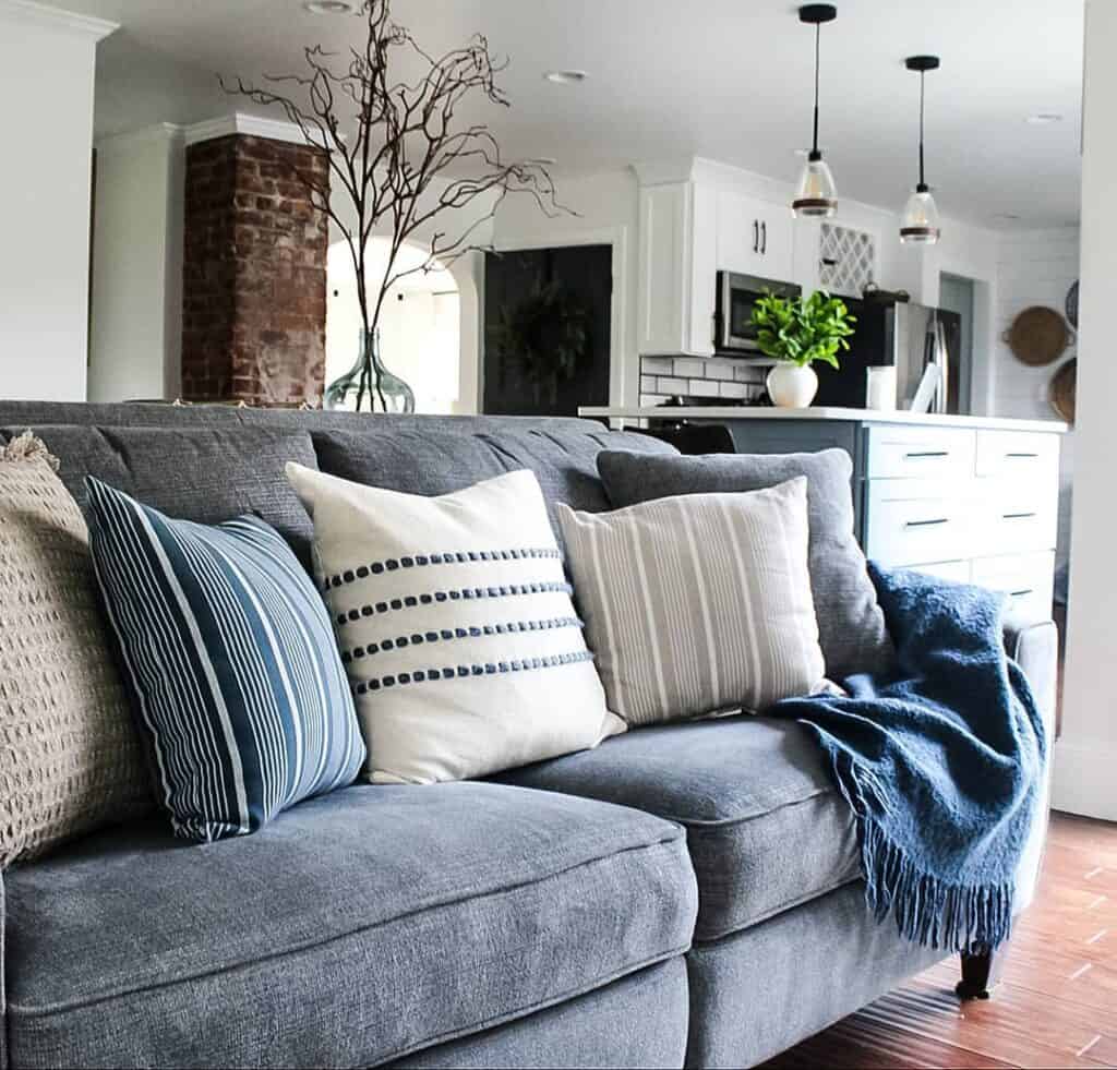 Open Concept Blue Living Room