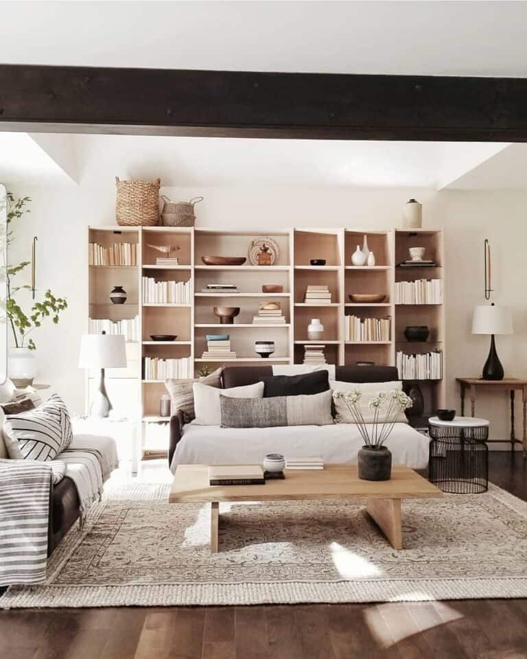 Open-faced Bookcase for a Modern Farmhouse Living Space