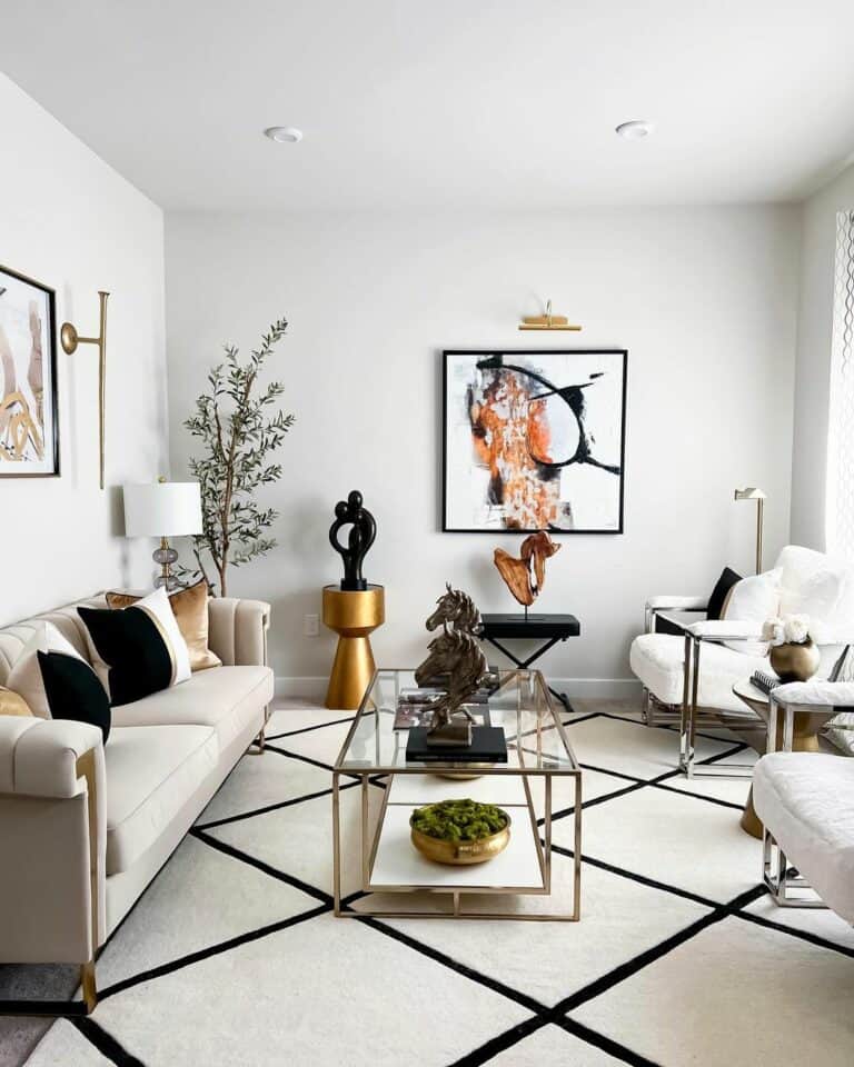 Original Living Room With Abstract Art