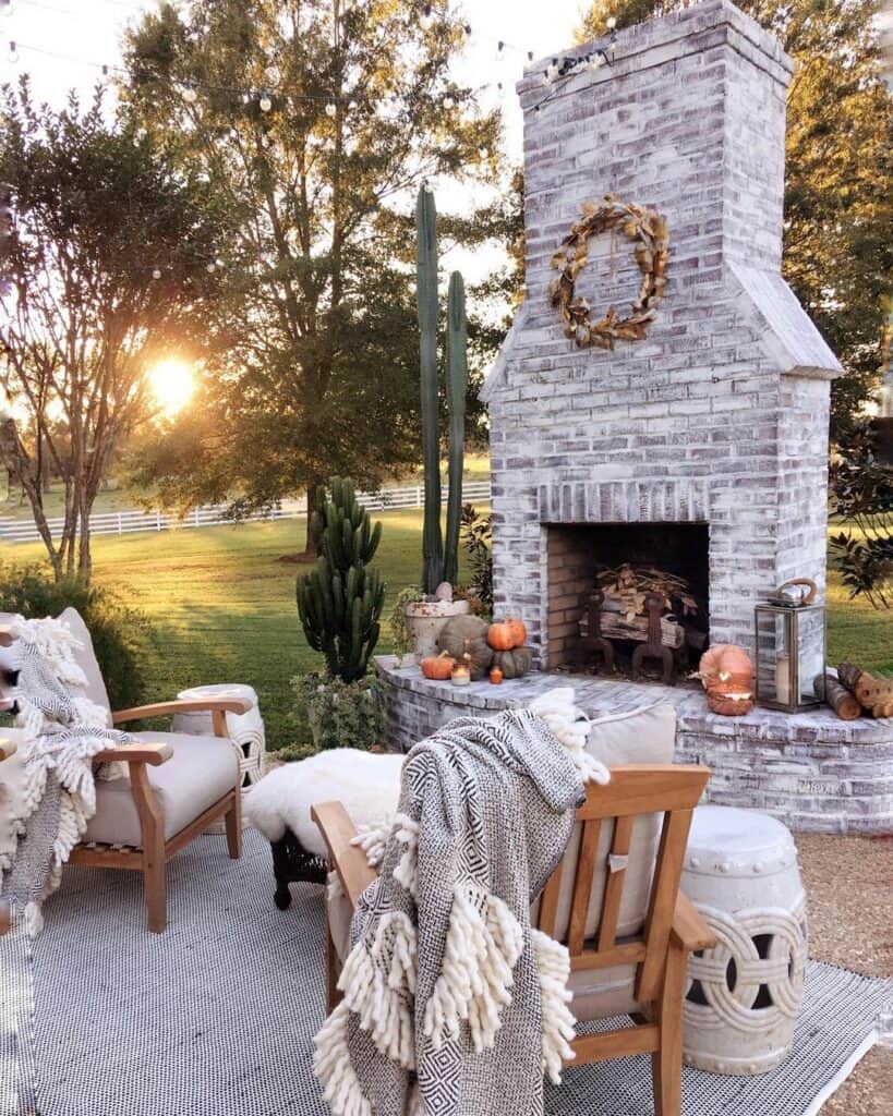 Outdoor Fireplace With Country Charm