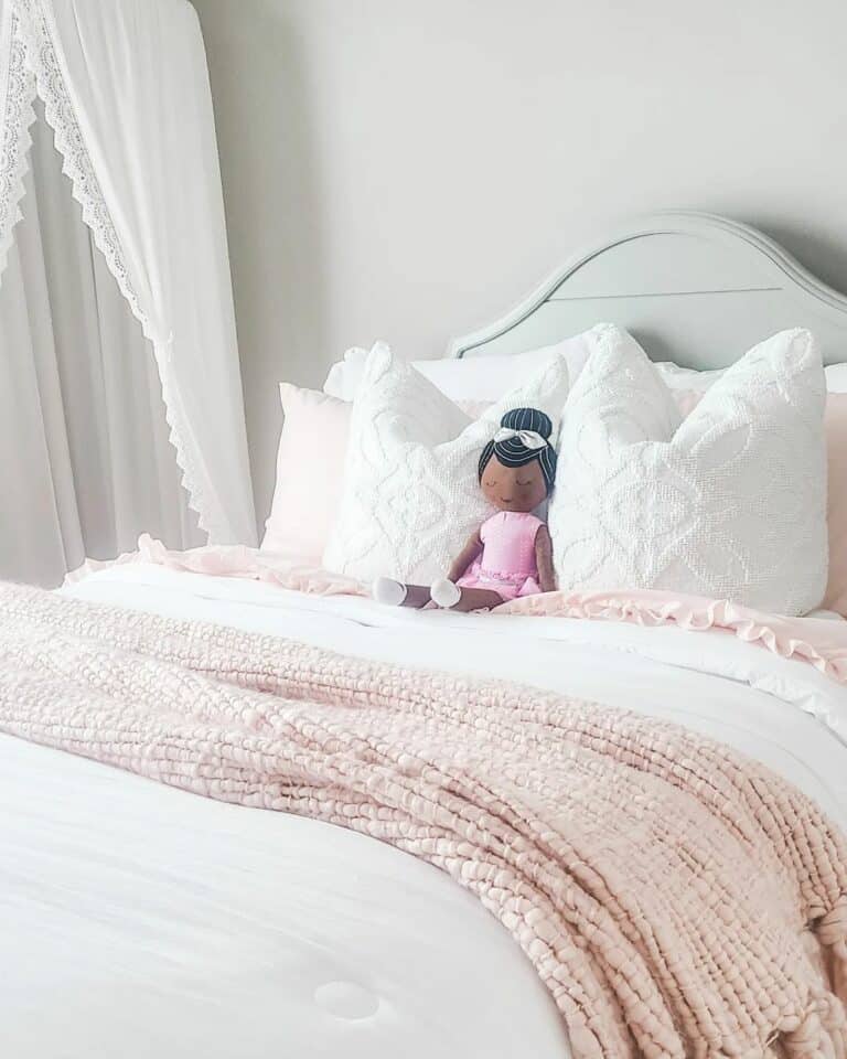 Pink Accents in a White Bedroom