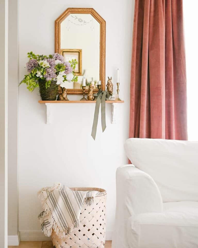 Rich Pink Curtains in Airy Living Room