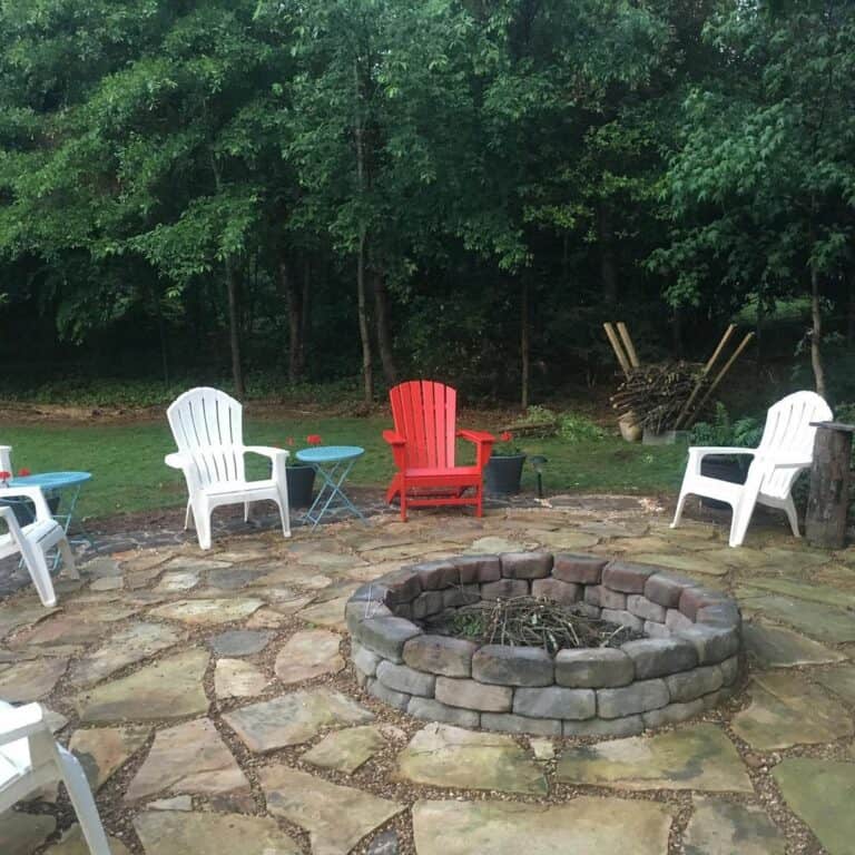 Round Firepit Ideas With Adirondack Chairs