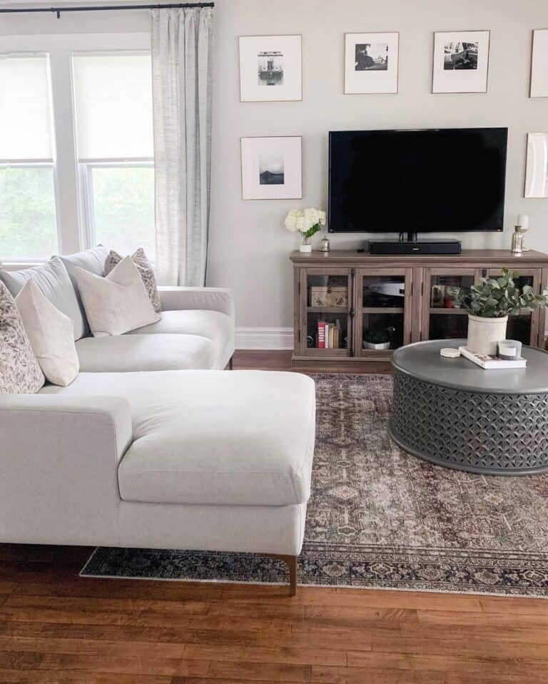 Round Table and TV Artwork Frame Wall