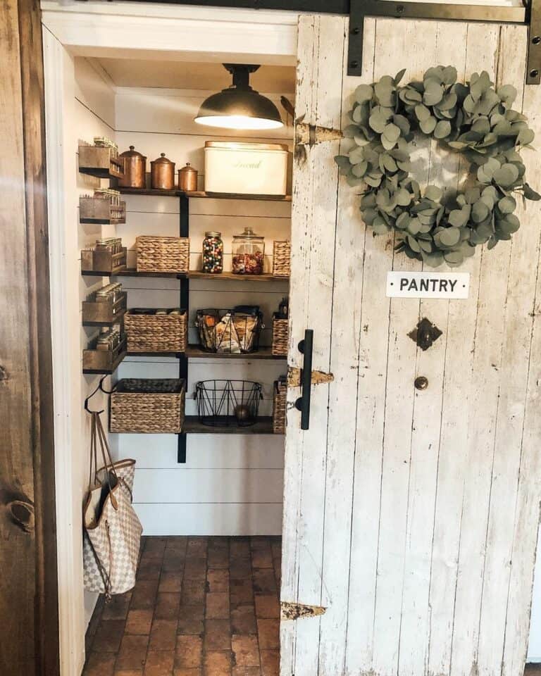 Rustic Barn Door Reveals Walk-in Pantry