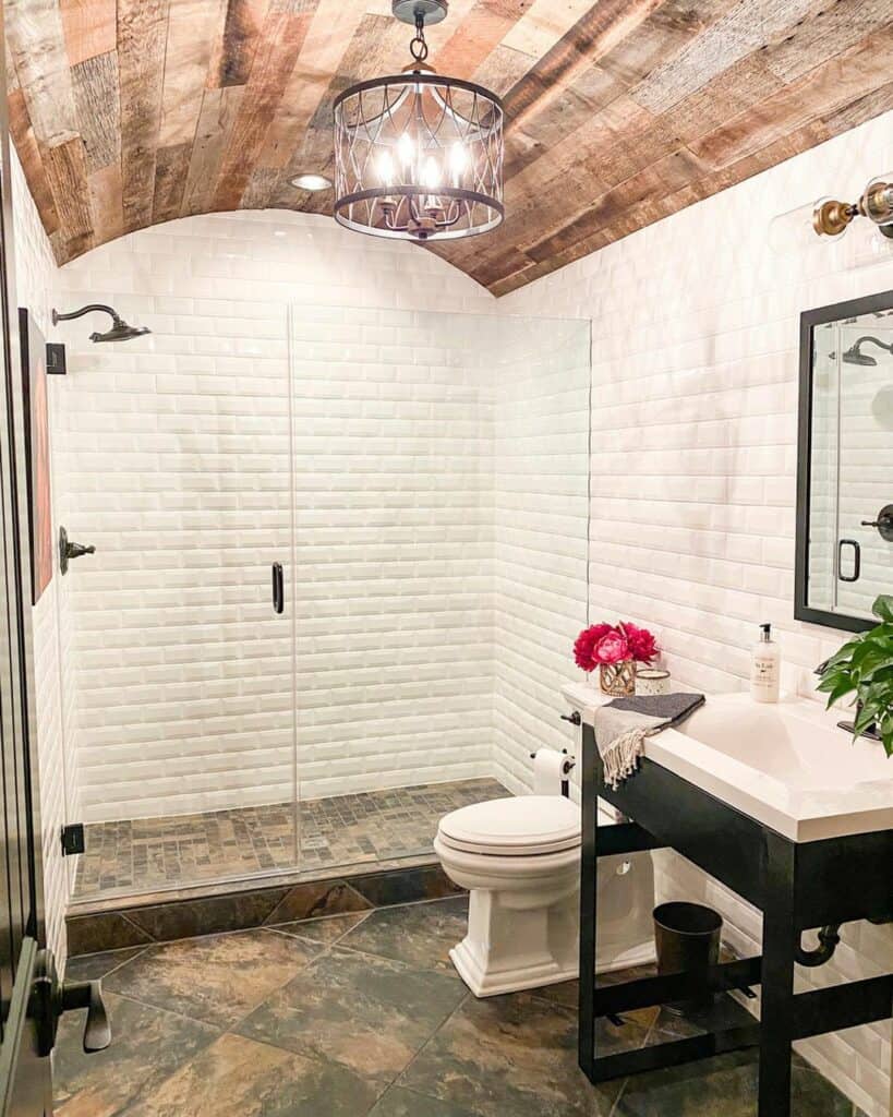 Rustic Bathroom With a Walk-in Shower