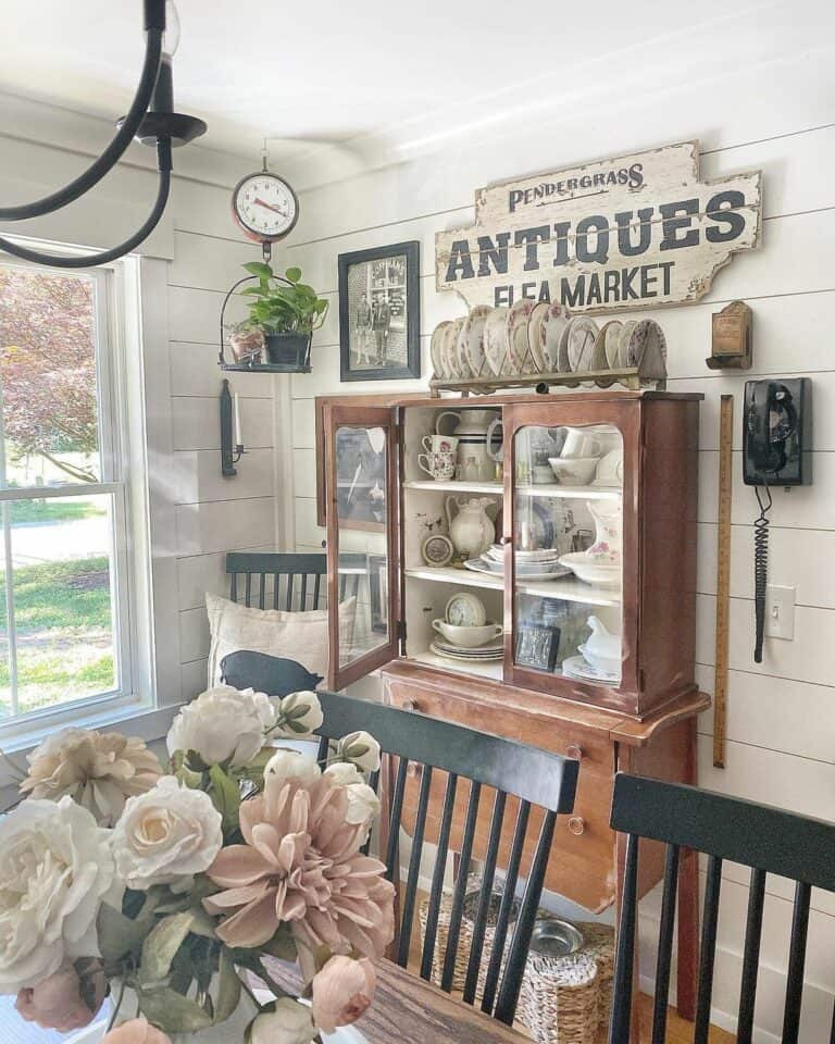 Rustic Dining Hutch Decorations for a Small Space
