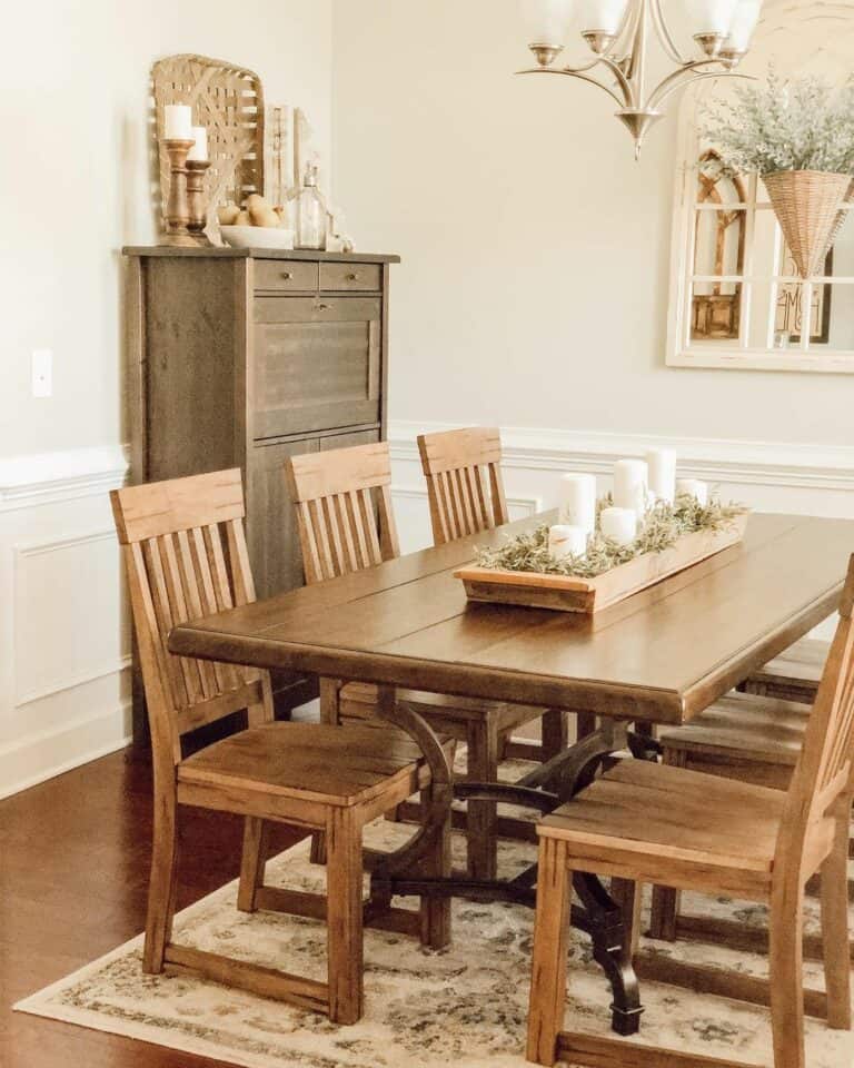 Rustic Dining Room With Wooden Dining Set
