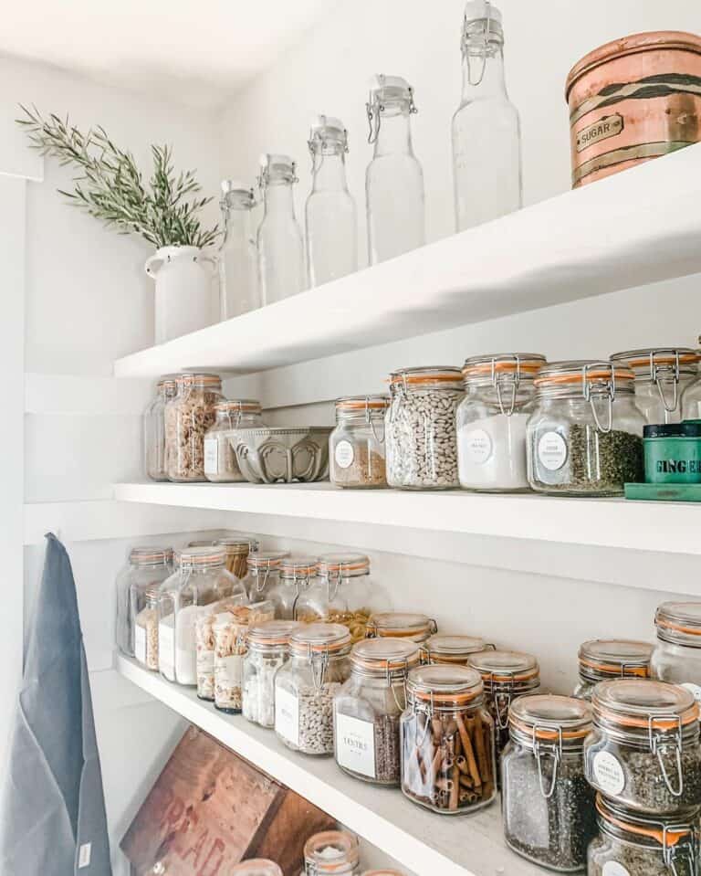 Organizing Open Shelves  Open kitchen shelves, Pantry shelving