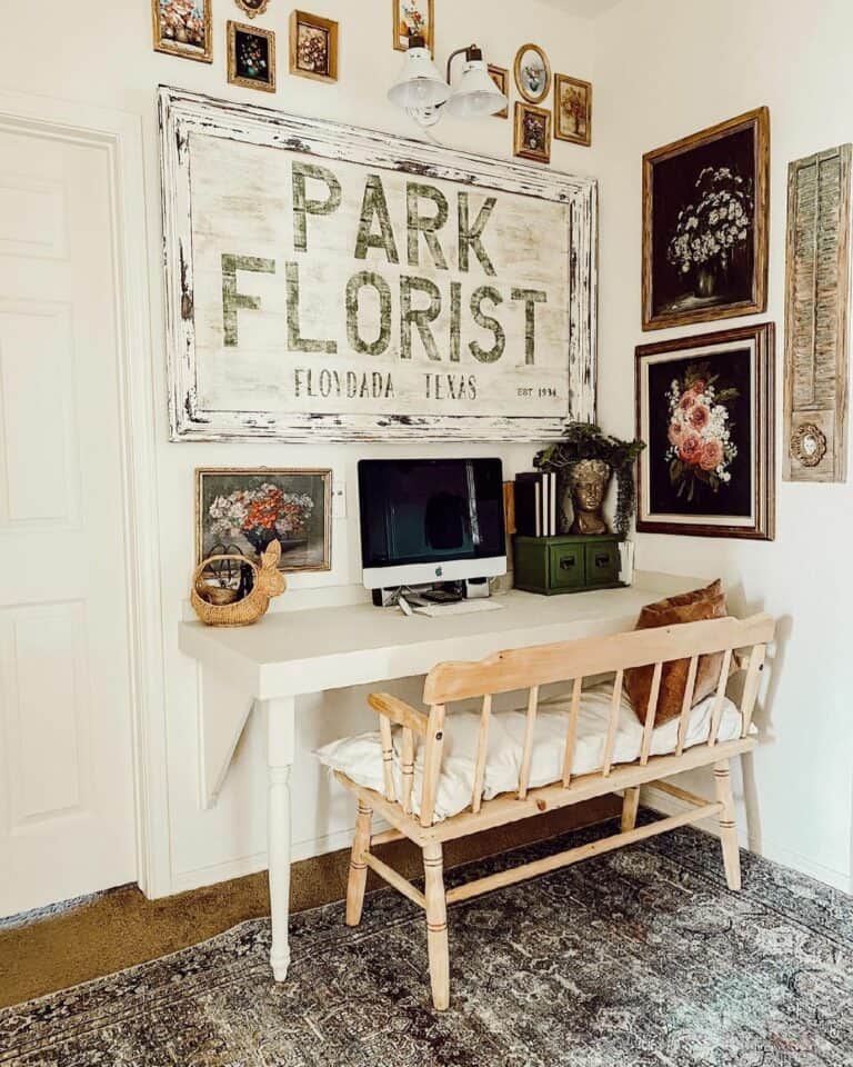 Rustic Sign Above Computer Desk