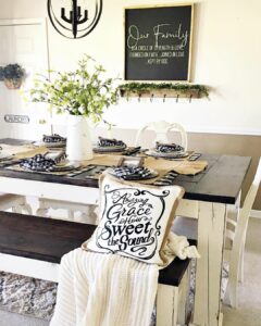 Rustic Two-toned White Dining Table With Bench