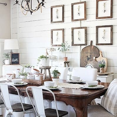 Rustic White Shiplap Wall With Gallery