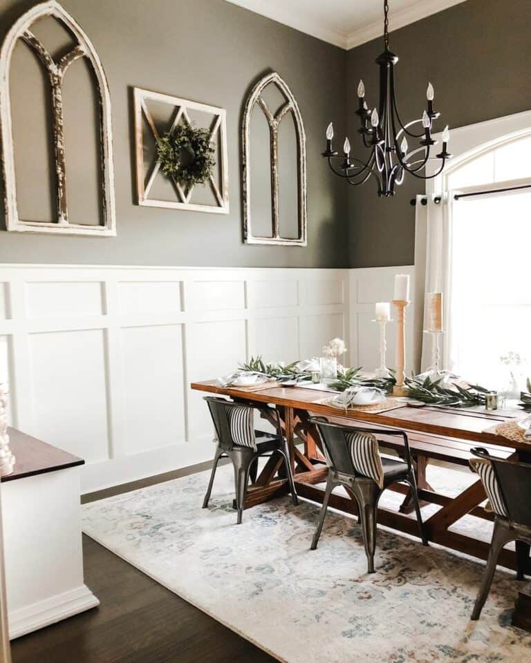 Rustic Window Decor in Farmhouse Dining Room