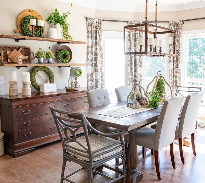 Rustic Wooden and Evergreen Dining Room