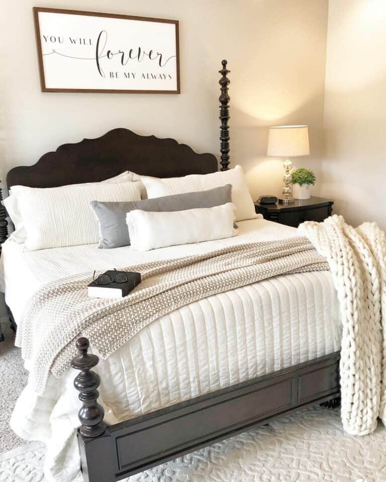 Shaded Table Lamp Illuminates a Cozy Bedroom