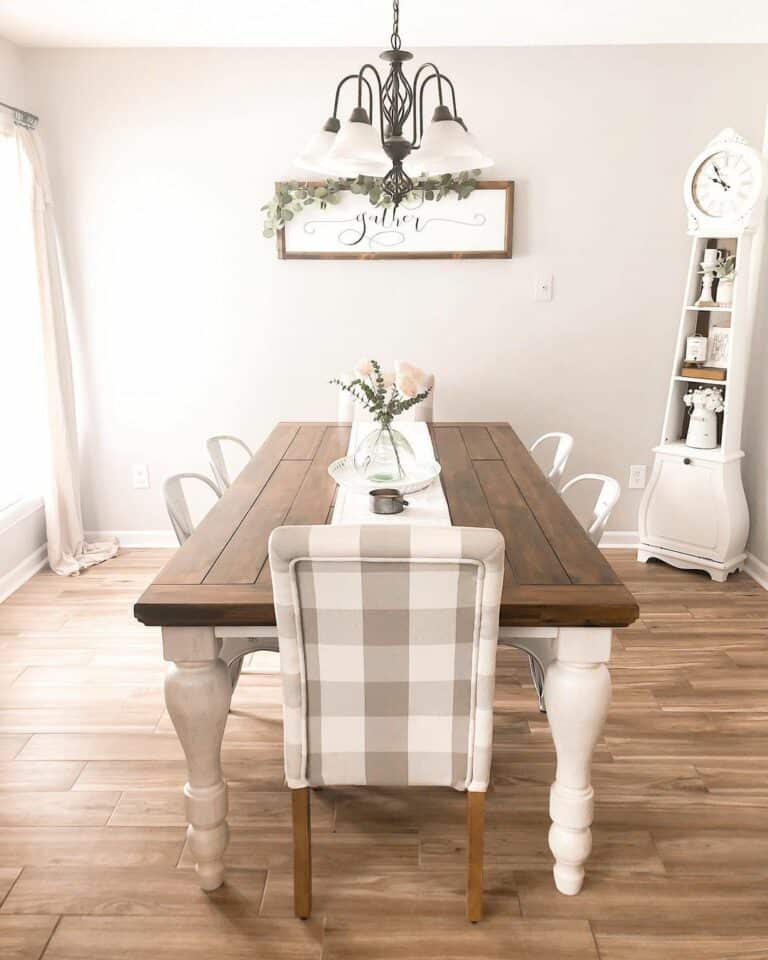 Simple Dining Room With a Grandfather Clock