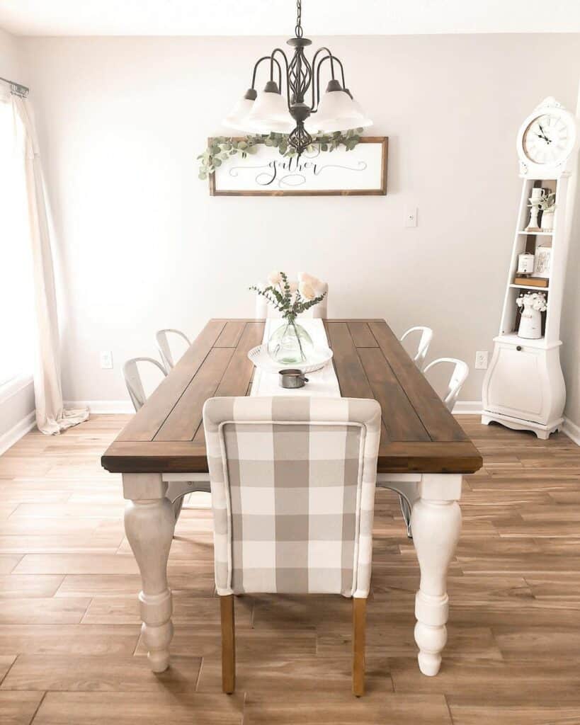 Simple Dining Room With a Grandfather Clock