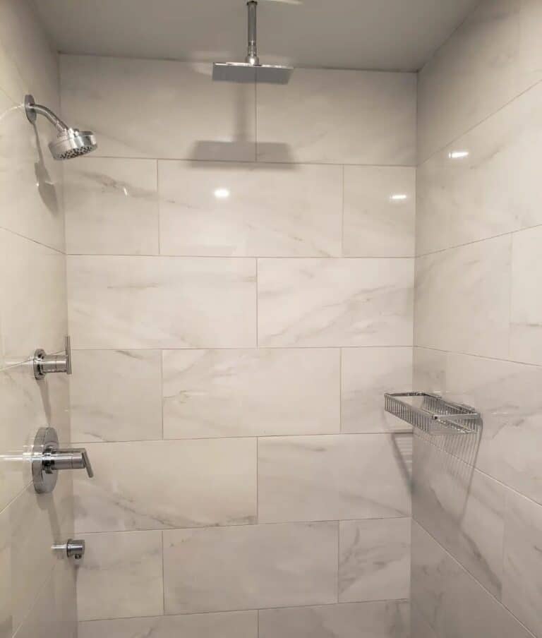 Simple Small Shower Ideas With Patterned Marble