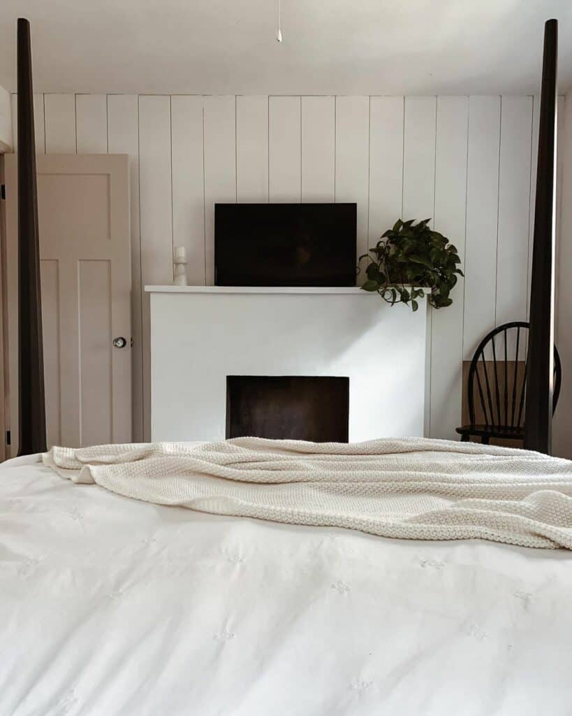 Simple White Bedroom Fireplace
