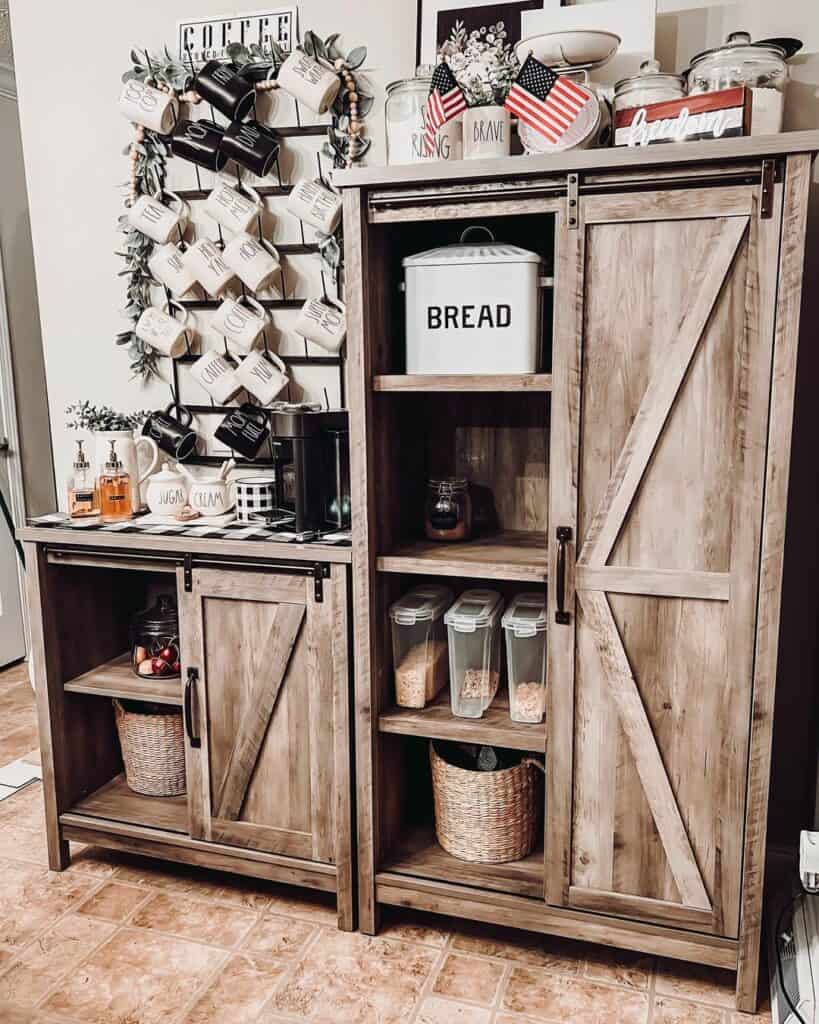 Sliding Door Pantry in Charming, Farmhouse Kitchen Soul & Lane