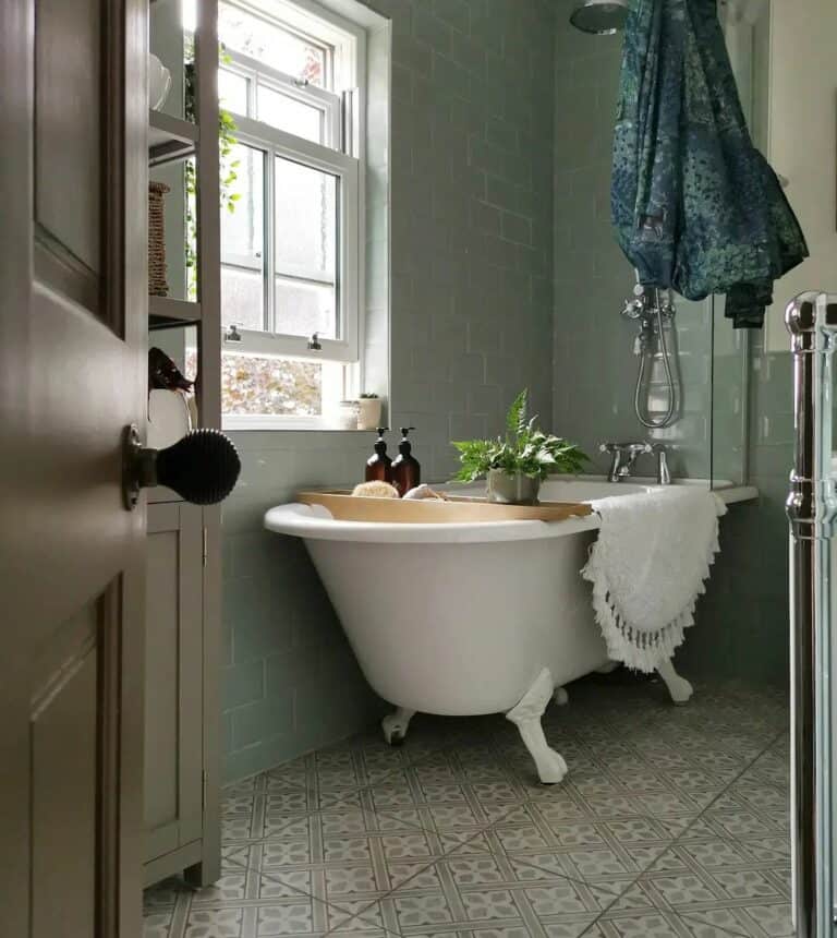 Small Bathroom With Gray Mosaic Tile Floor