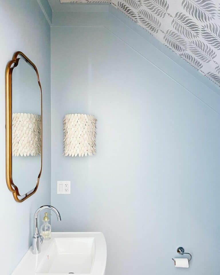 Soft Blue Walls in Powder Room