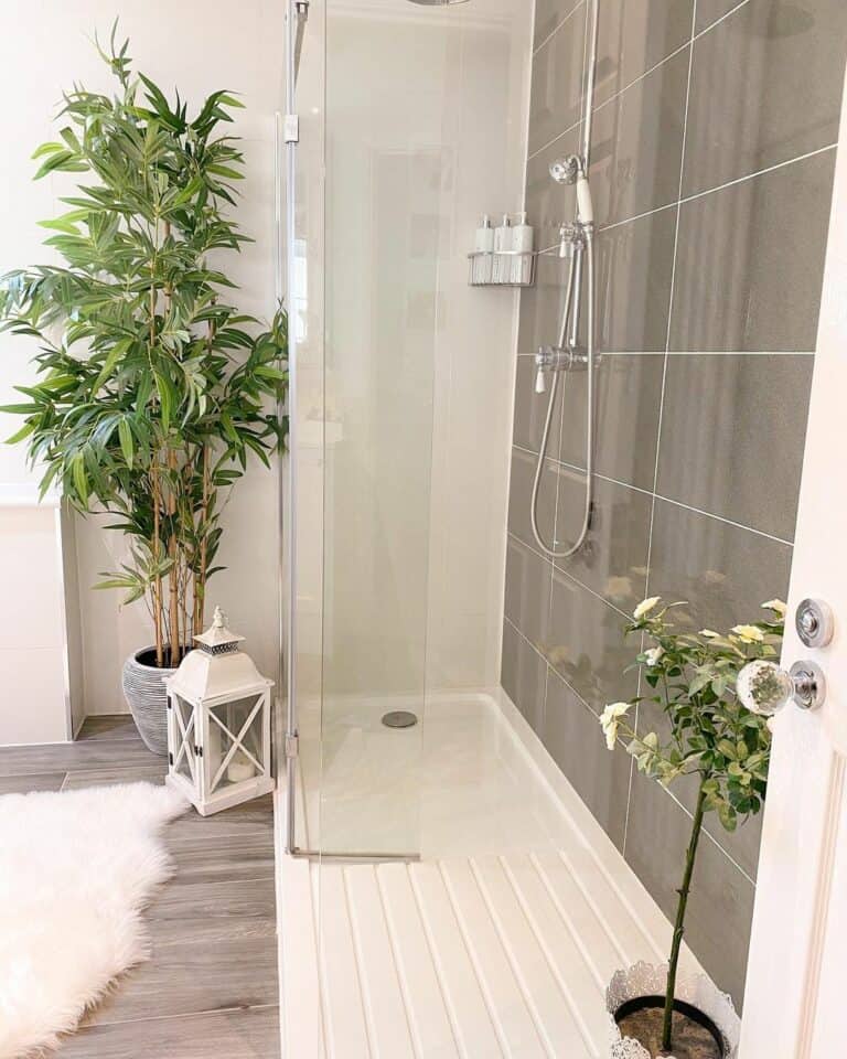 Spacious Bathroom With Glass Shower Enclosure