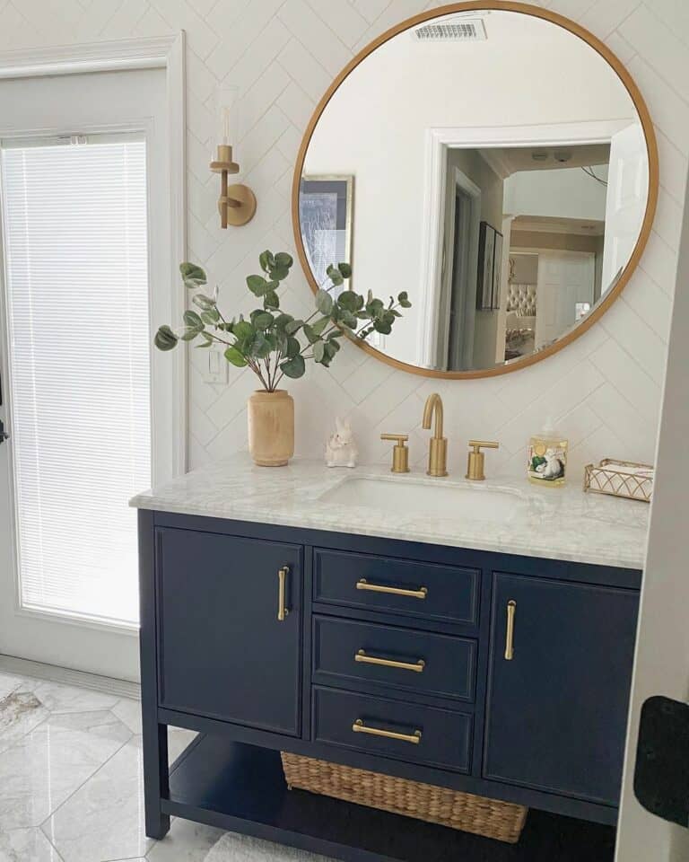 Stunning Gold and White Mixed With Navy Blue Vanity