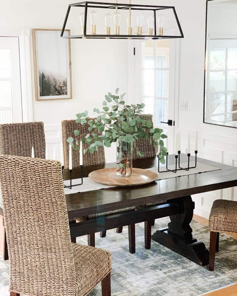 Sturdy Wood Table Hosts a Foliage Centerpiece