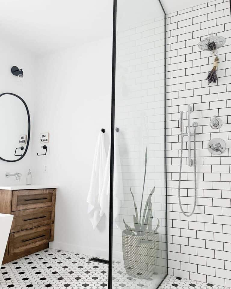 Subway Shower Tiles With Gray Grout