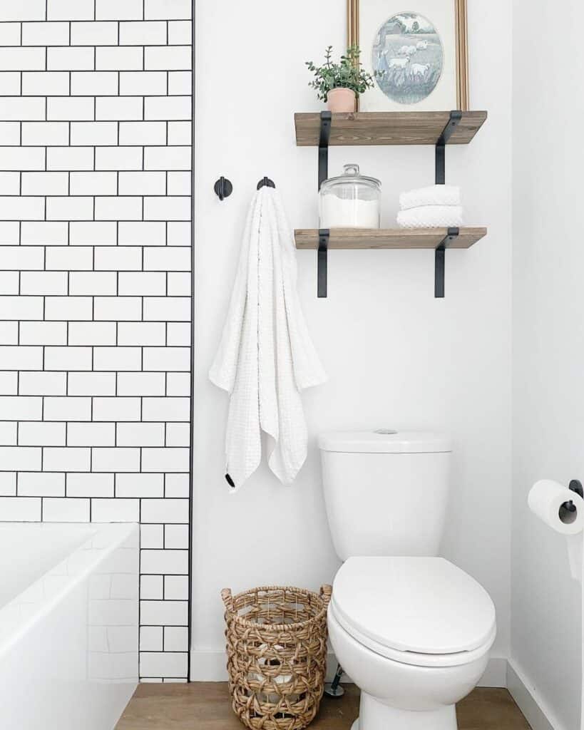 Subway Tile Shower With Black Grout