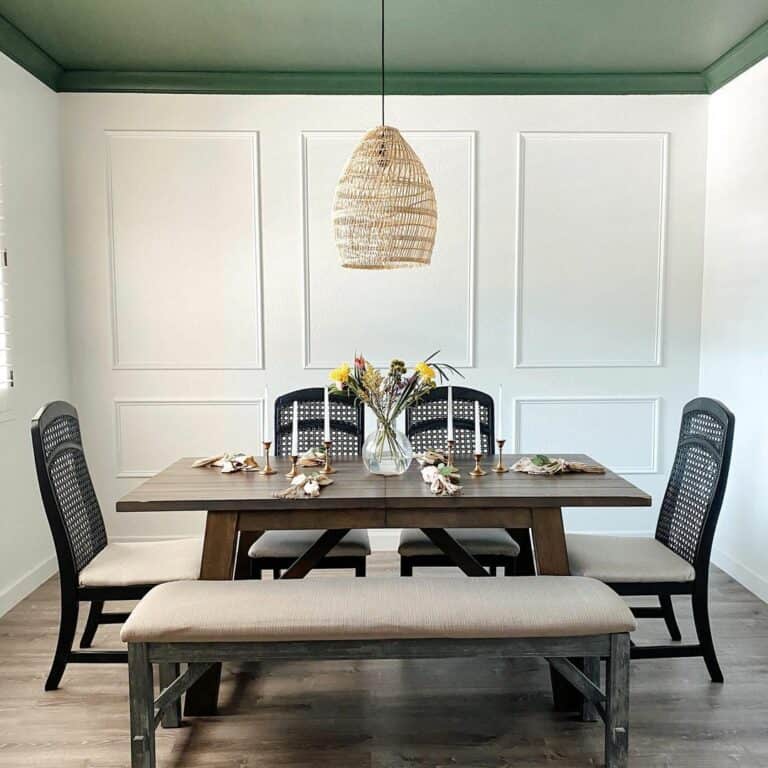 Tall White Paneling in a Simple Dining Room