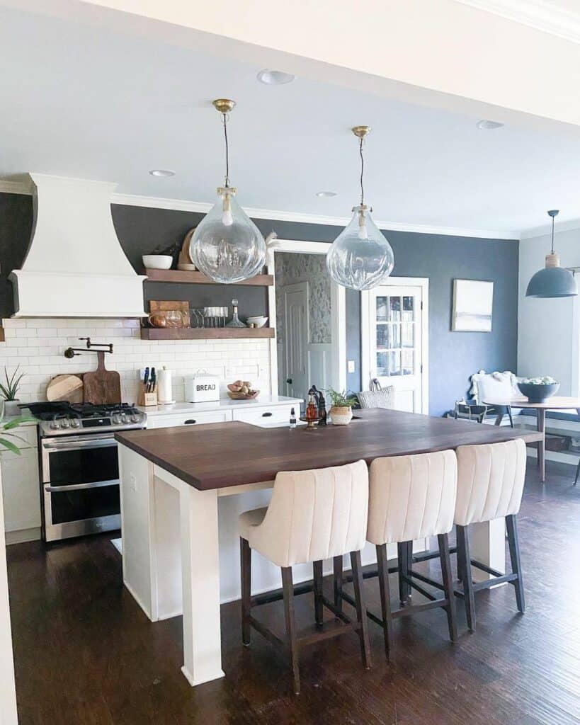 Teardrop Pendants in a Gray Kitchen