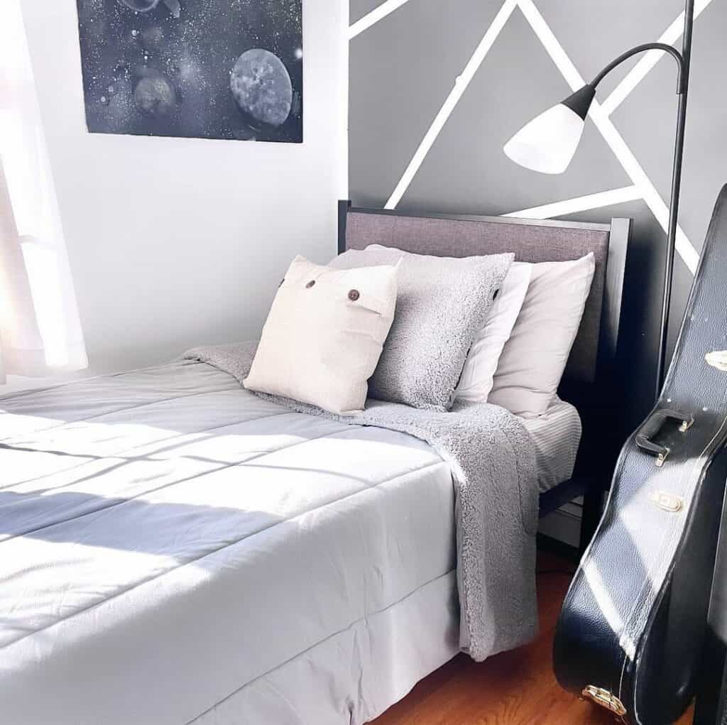 Teen Boy Room With Gray and White Accent Wall