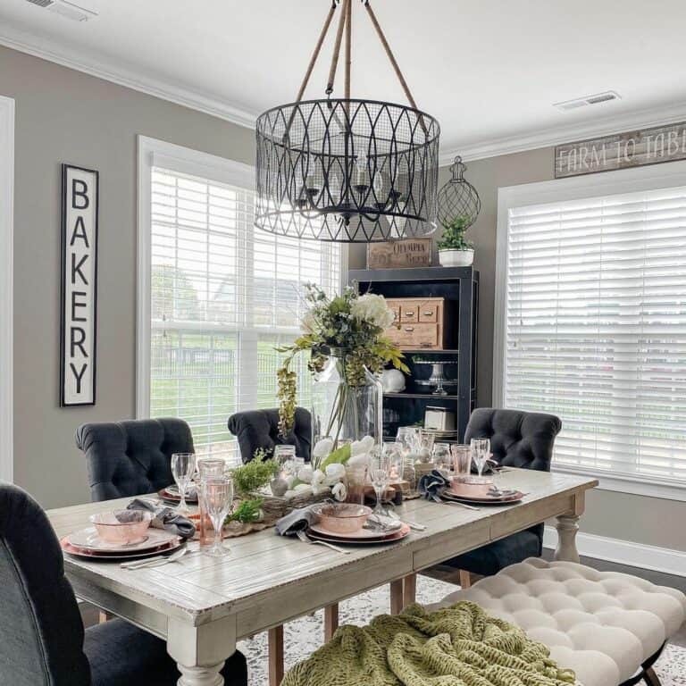 Tufted Seating and Freshly Painted Gray Walls