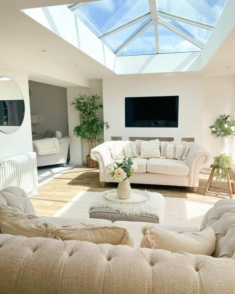 Two French Upholstered Sofas for a Glamorous Farmhouse