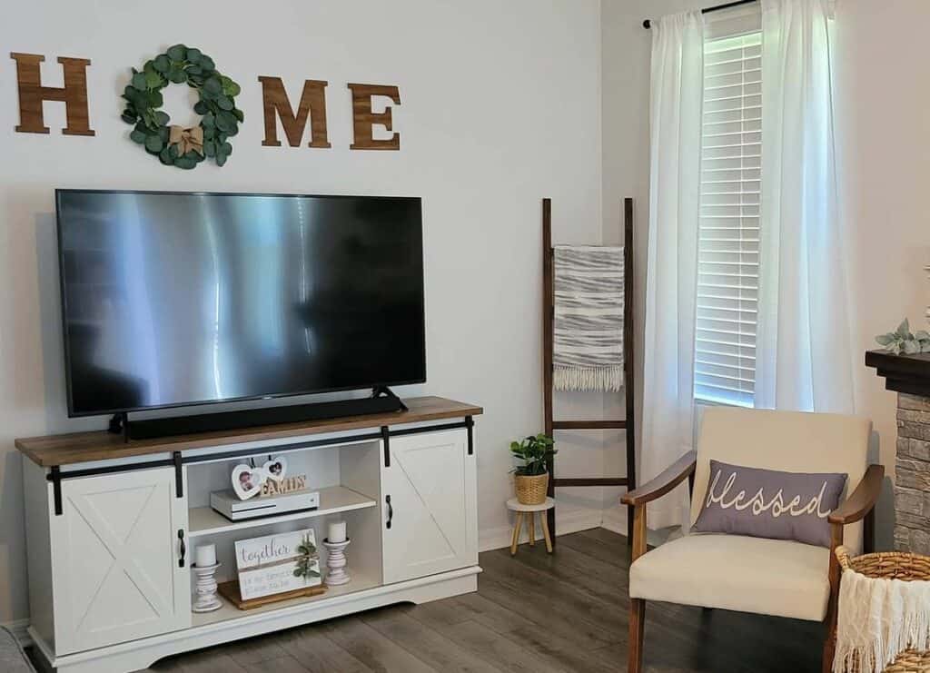 Two-toned White Barn Door Media Console