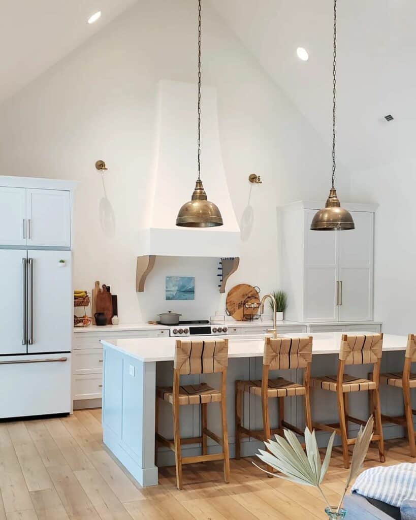 Vaulted Ceiling Kitchen With Wood Flooring