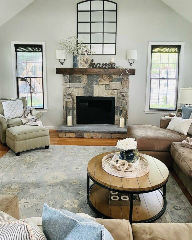 Vaulted Ceilings and Stone Fireplace