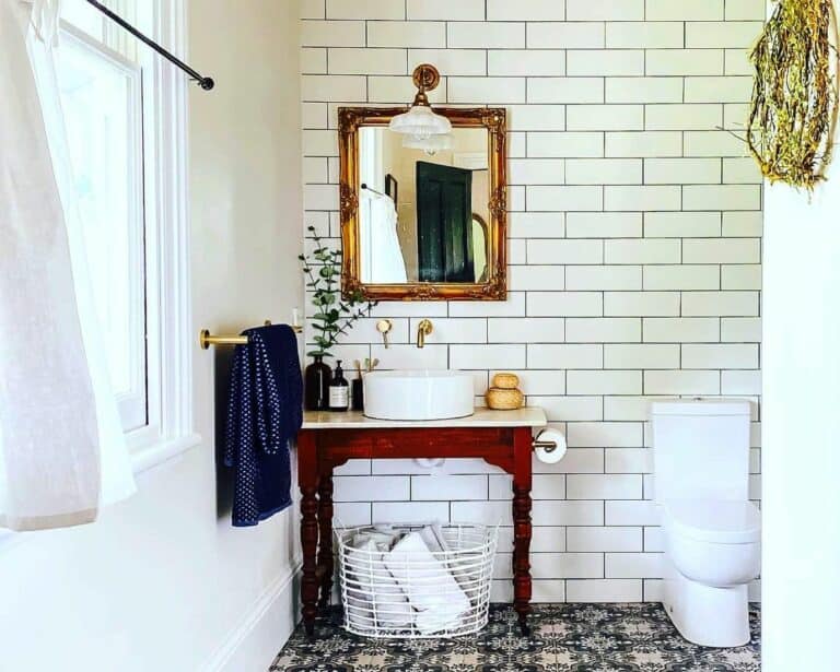 Vintage Bathroom With Gilded Mirror