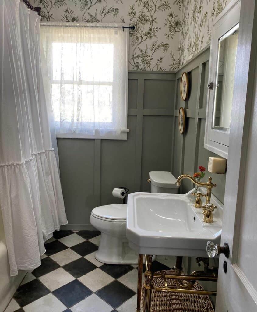 Vintage Bathroom With Gold Faucet