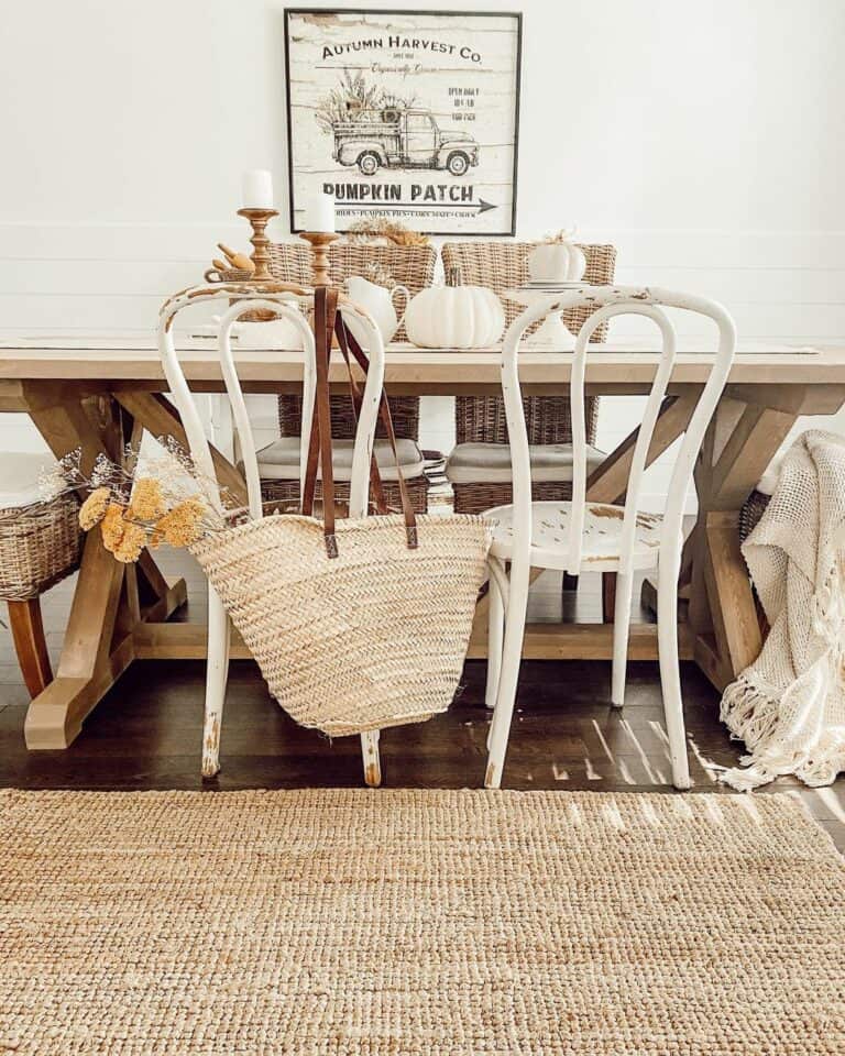 Vintage Chairs and Fall Décor for a Farmhouse Dining Room