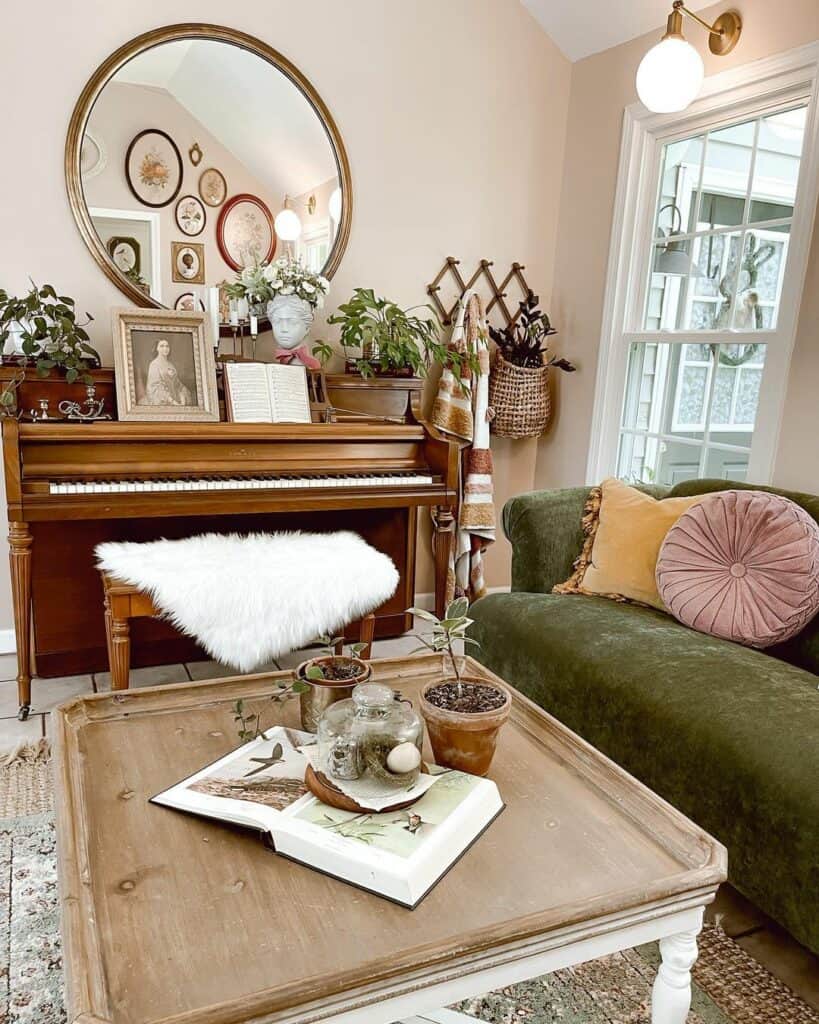 Vintage Décor Resting on a Wooden Piano