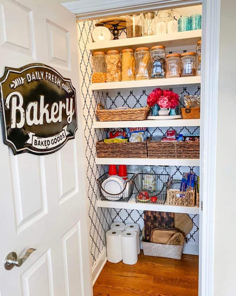 Wallpaper Pantry With Black Accents