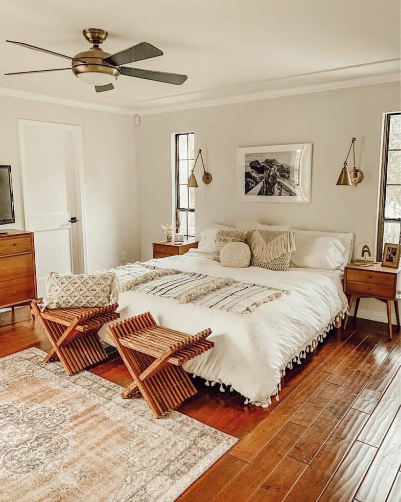 Warm Wood Bedroom Flooring for a Rustic Look