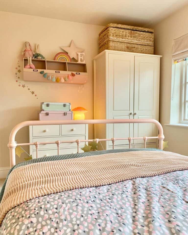 White Armoire Stands Beside Neutral Walls