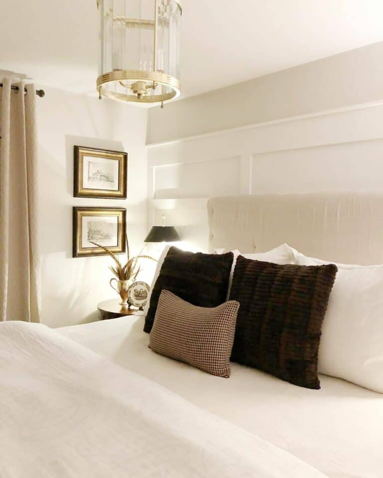 White Bed With Brown Accent Pillows
